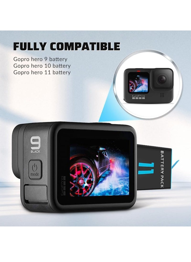 Captaintech 3-Pack 1800mAh Batteries for GoPro Hero 9, 10, 11, 12 with USB Fast Charger and Protective Case - Fully Compatible with Hero 9, 10, 11, 12 Black Models.  - Image 2