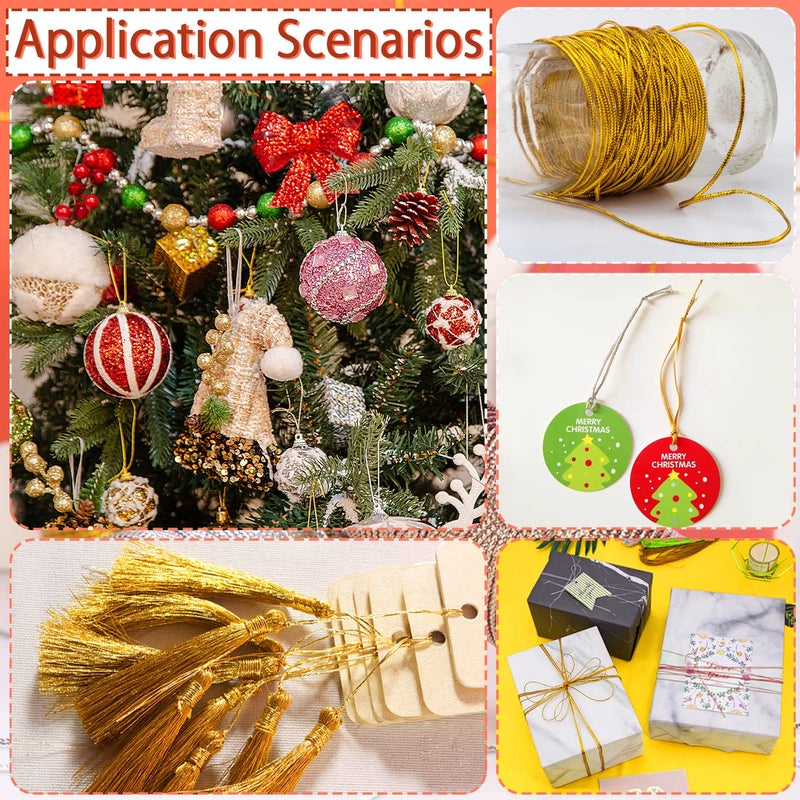 انفين Anvin 328 ياردة التفاف خيوط سلسلة معدنية الخبازين خيوط التعبئة الزخرفية خيوط التفاف الفنون والحرف اليدوية العلامات DIY الحلي شنقا (حزمة من 3 الذهب والفضة والذهب الوردي) - Image 5