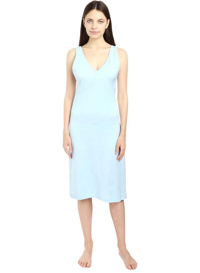 Dahab Cotton Basic V-Neck Full Slip For Women-Baby Blue - Image 1