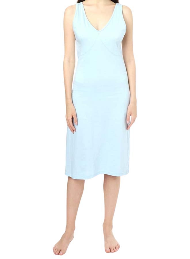Dahab Cotton Basic V-Neck Full Slip For Women-Baby Blue - Image 3