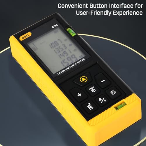 Deli DL4168 3V Laser Distance Measure Up to 60M Range Continuous Distance Volume & Area Measurements Pythagorean Mode 30 Units Max Storage Class 2 Laser Type 630~670nm (1 Pc) - Image 2
