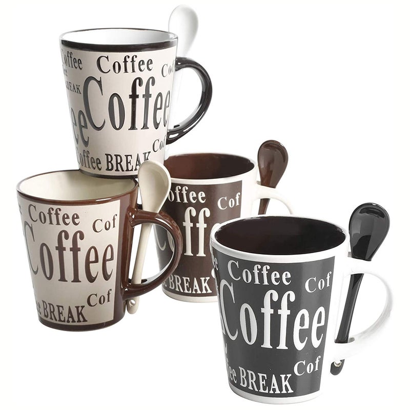 Mr. Coffee Bareggio Mug and Spoon Set, CafÃ© Americano, 8-Piece Mug and Spoon Set (14oz) - Image 2