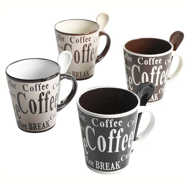 Mr. Coffee Bareggio Mug and Spoon Set, CafÃ© Americano, 8-Piece Mug and Spoon Set (14oz) - Image 1