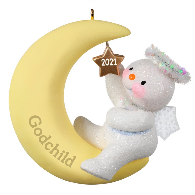 Hallmark Keepsake هولمارك تذكار زخرفة عيد الميلاد سنة مؤرخة 2021 Godchild Snow Angel - Image 1