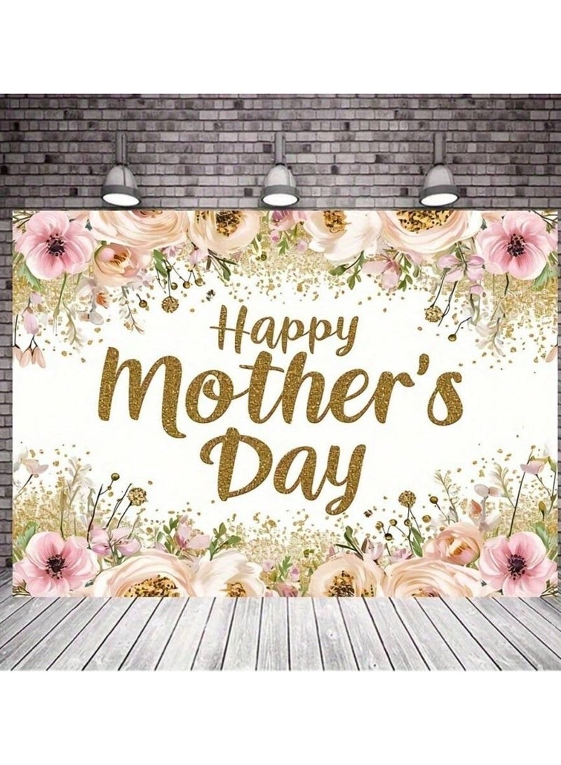 Mother's Day Decoration Backdrop with a Lovely Floral Design in Pink and Gold to Add a Special Touch to Mother's Day – Size 100*150 cm - Image 5