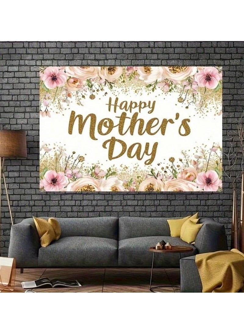Mother's Day Decoration Backdrop with a Lovely Floral Design in Pink and Gold to Add a Special Touch to Mother's Day – Size 100*150 cm - Image 4