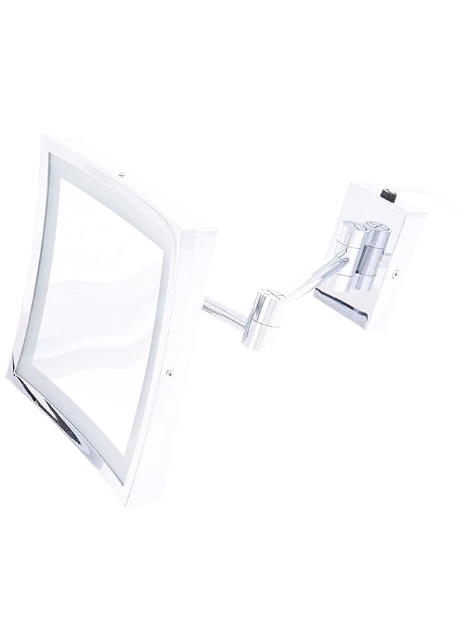 erorex Squared Mirror With Magnifier And Led Lights Silver Nh123 - Image 1