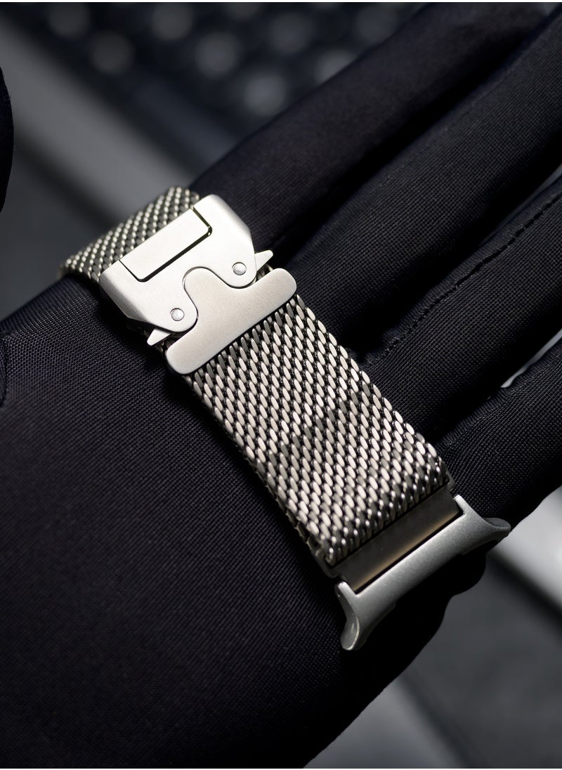 Generic - Titanium Milanese Mesh Loop for Samsung Galaxy Watch Ultra 47мм LTE Men Women, DLC Scratch-resistant Coating Breathable Replacement Strap with Adjustable Parachute-style Buckle for Samsung Watch Ultra, Nature - Image 1