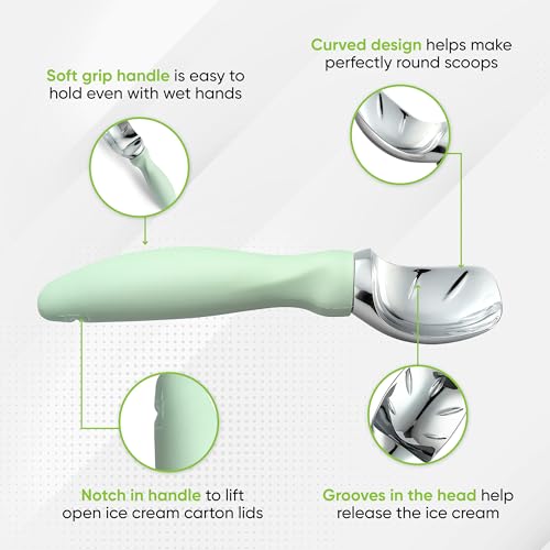 Spring Chef Ice Cream Scoop with Comfortable Handle, Professional Heavy Duty Sturdy Scooper, Premium Kitchen Tool for Cookie Dough, Gelato, Sorbet, Pistachio - Image 3