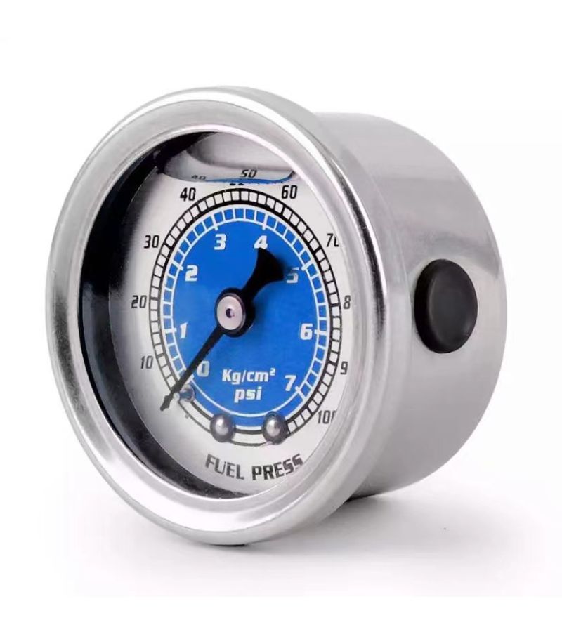Automotive Modification Universal Fuel Shock Resistant Hydraulic Pressure Gauge Axial 40mm Pointer Pressure Range 0 100PSI Blue - Image 3