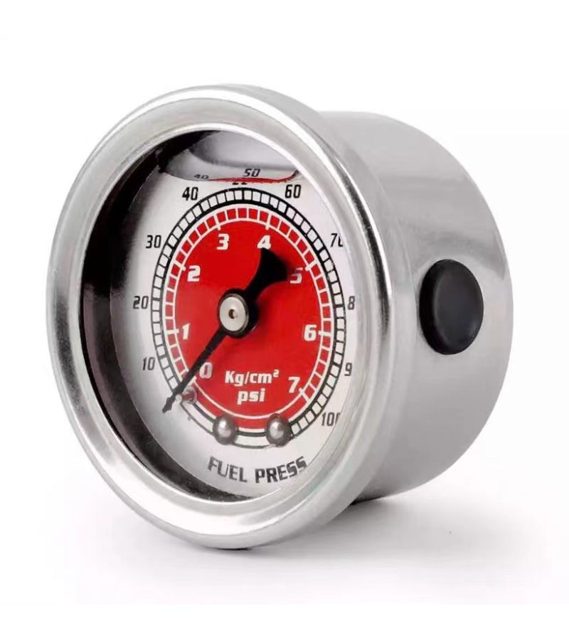 Automotive Modification Universal Fuel Shock Resistant Hydraulic Pressure Gauge Axial 40mm Pointer Pressure Range 0 100PSI Blue - Image 2