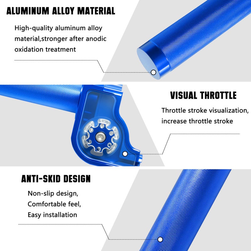 JXPANG Motorcycle Throttle Grip 7/8" 22mm CNC Aluminum Quick Twister with Throttle Cable for KLX CR CRF EXC XR CRF50 CRF230 50 70 110 125 230 250 Dirt Pit Bike Motocross Motorbike Quad ATV (Blue) - Image 2