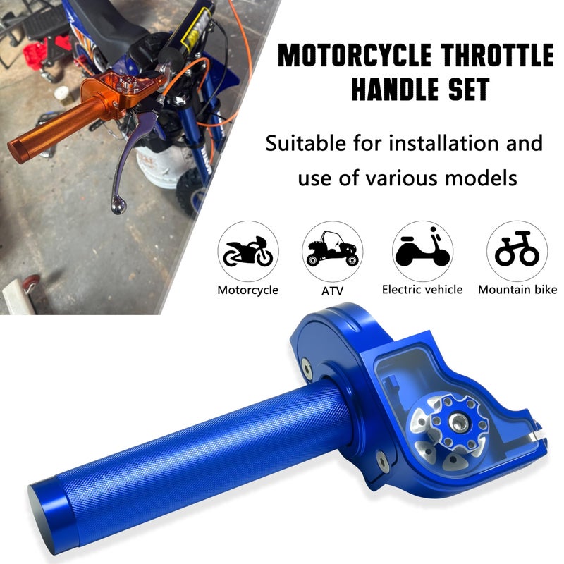 JXPANG Motorcycle Throttle Grip 7/8" 22mm CNC Aluminum Quick Twister with Throttle Cable for KLX CR CRF EXC XR CRF50 CRF230 50 70 110 125 230 250 Dirt Pit Bike Motocross Motorbike Quad ATV (Blue) - Image 3