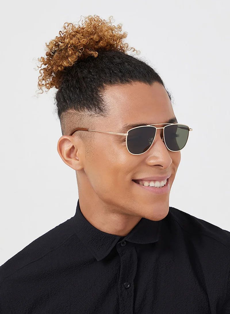 30Sundays Rova,Men Sunglasses, Aviator Sunglasses, UV Protection: UV400 (Gold,Green)