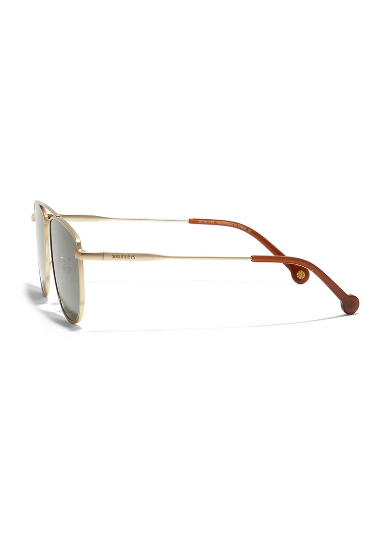 30Sundays Rova,Men Sunglasses, Aviator Sunglasses, UV Protection: UV400 (Gold,Green)
