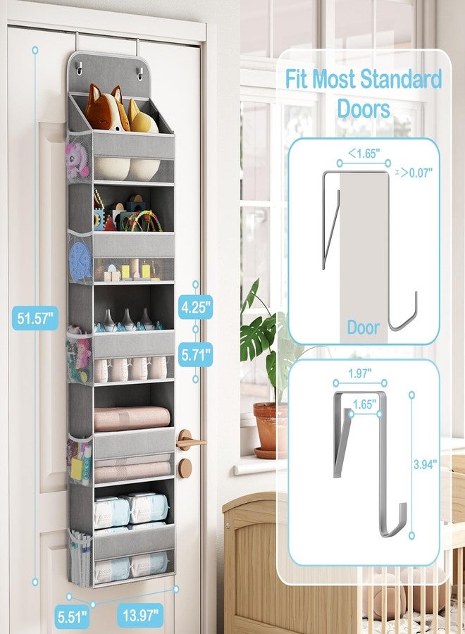 LAMU منظم باب LAMU 5 طبقات معلق، 5 جيوب كبيرة و 10 جيوب جانبية لتخزين الألعاب للأطفال، 44 رطل منظم خلف الباب للرفوف في الخزانة، حضانة وحمام، عبوة واحدة (رمادي) - Image 2