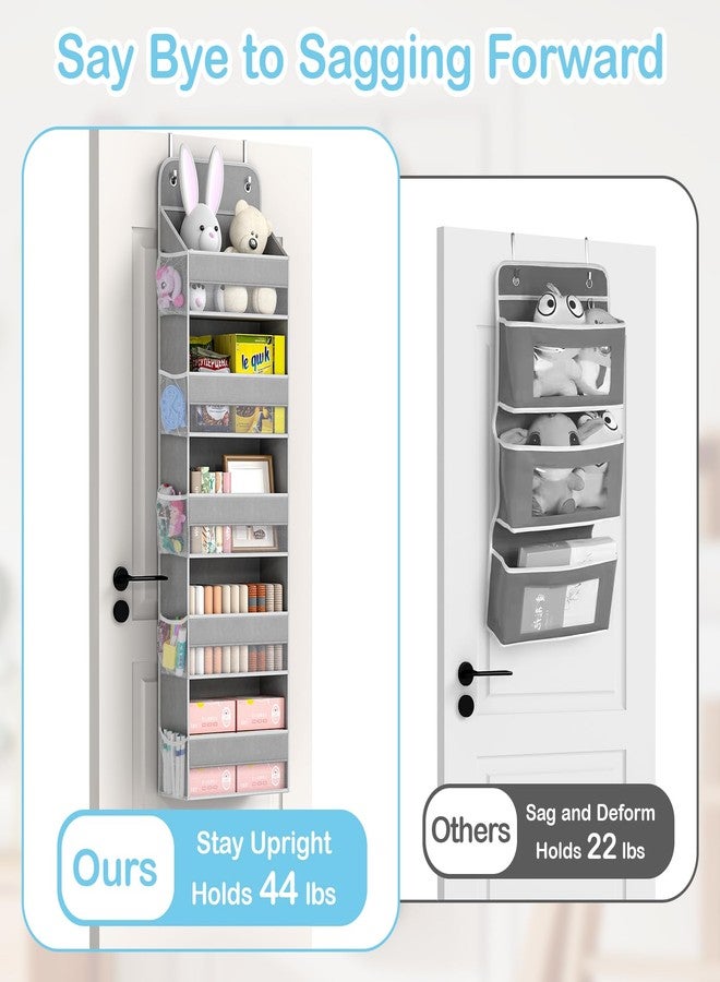 LAMU منظم باب LAMU 5 طبقات معلق، 5 جيوب كبيرة و 10 جيوب جانبية لتخزين الألعاب للأطفال، 44 رطل منظم خلف الباب للرفوف في الخزانة، حضانة وحمام، عبوة واحدة (رمادي) - Image 4