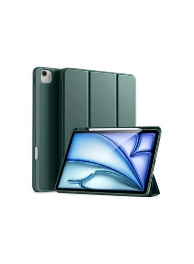 ACLIX Pine Green Slim Trifold Case for iPad Air 13" M2 (2024) & iPad Pro 12.9" (6th/5th/4th Gen) with Pencil Holder & Soft TPU Back - Image 1