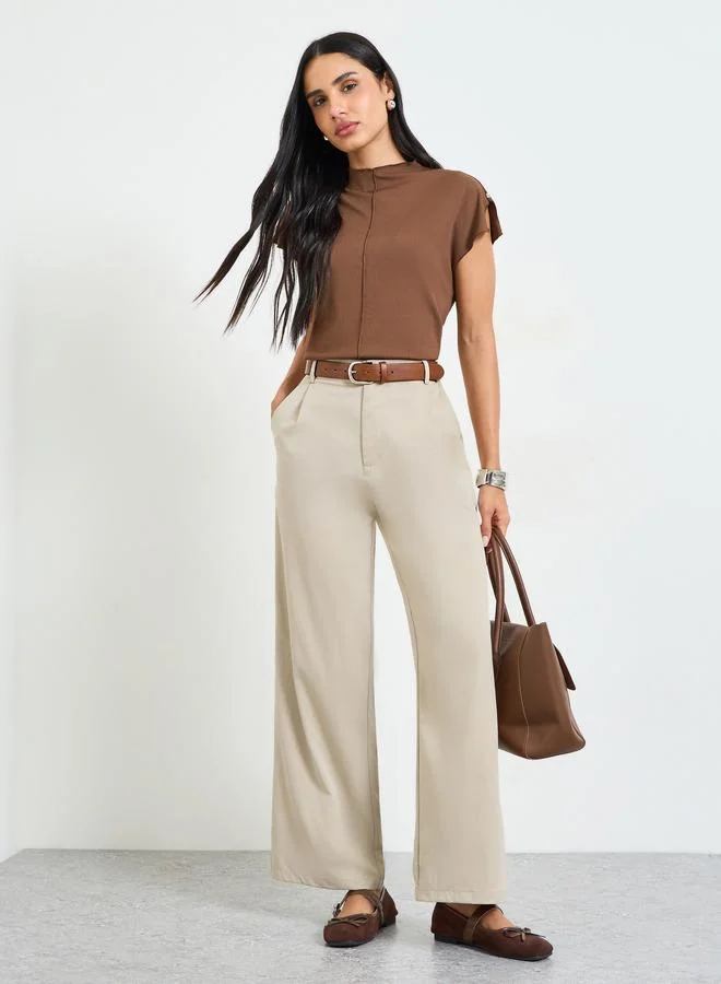 Take Two Khaki Wide-Leg Trousers
