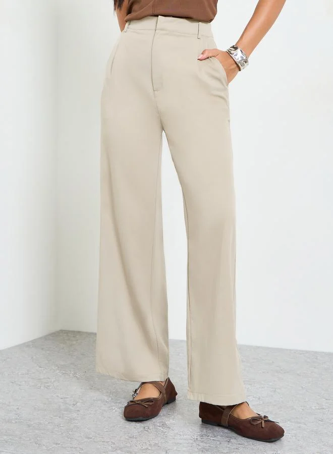 Take Two Khaki Wide-Leg Trousers