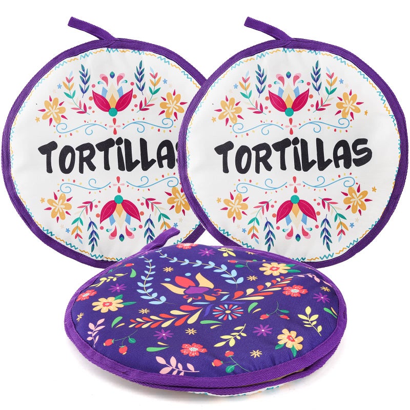 Lyellfe 3 Pack Tortilla Warmer Pouch  12 Inch Insulated Cloth Taco Warmer Holder For Corn Flour Tortillas  Taco Tuesday Night  Halloween Party  Microwave Oven Freezer Safe - Image 1