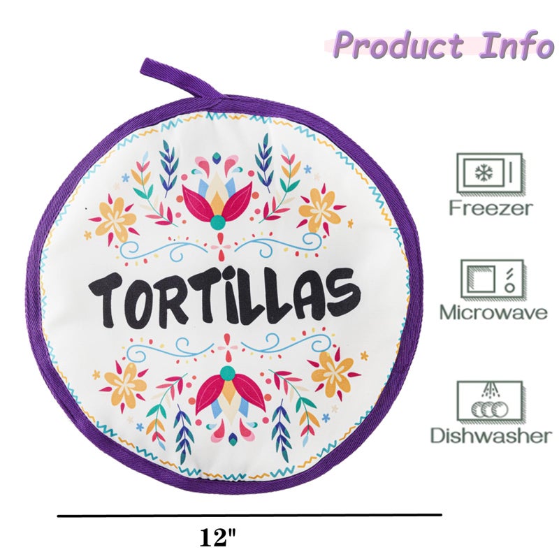 Lyellfe 3 Pack Tortilla Warmer Pouch  12 Inch Insulated Cloth Taco Warmer Holder For Corn Flour Tortillas  Taco Tuesday Night  Halloween Party  Microwave Oven Freezer Safe - Image 2