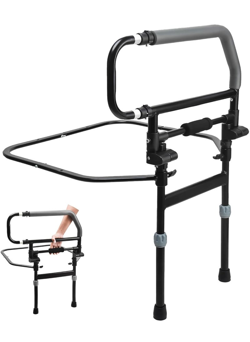 XiuWoo Bed Rails for Elderly Adults, Foldable Bed Side Rails for Seniors, Adjustable Bed Safety Assist Cane,with Folding Bed Assist Handle and Iron Pads,Heavy Duty Bed Grab Bar for Fall Prevention, 300Lbs Adult Bed Guard Rail - Image 1