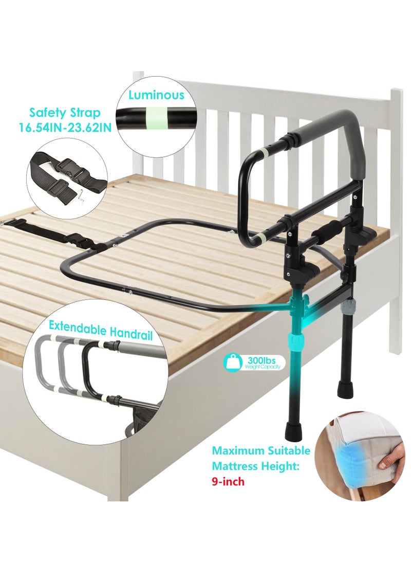 XiuWoo Bed Rails for Elderly Adults, Foldable Bed Side Rails for Seniors, Adjustable Bed Safety Assist Cane,with Folding Bed Assist Handle and Iron Pads,Heavy Duty Bed Grab Bar for Fall Prevention, 300Lbs Adult Bed Guard Rail - Image 2