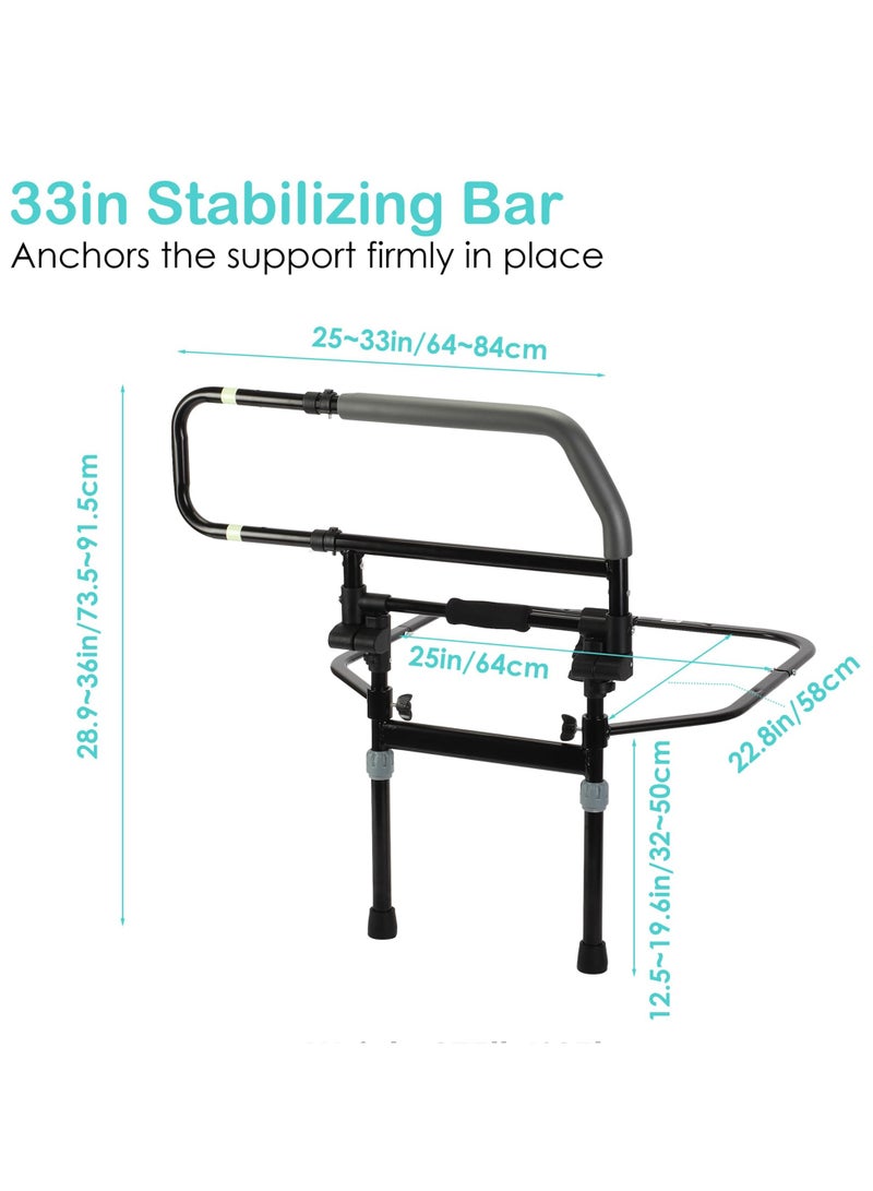 XiuWoo Bed Rails for Elderly Adults, Foldable Bed Side Rails for Seniors, Adjustable Bed Safety Assist Cane,with Folding Bed Assist Handle and Iron Pads,Heavy Duty Bed Grab Bar for Fall Prevention, 300Lbs Adult Bed Guard Rail - Image 4