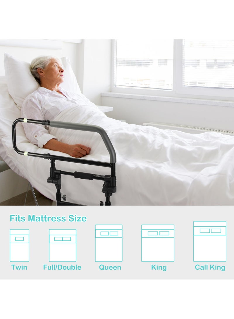 XiuWoo Bed Rails for Elderly Adults, Foldable Bed Side Rails for Seniors, Adjustable Bed Safety Assist Cane,with Folding Bed Assist Handle and Iron Pads,Heavy Duty Bed Grab Bar for Fall Prevention, 300Lbs Adult Bed Guard Rail - Image 5