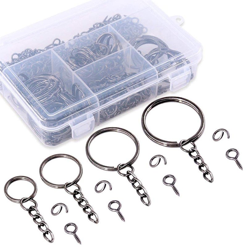 DIY Crafts Diy Crafts 13635 Rings Kit, Keychain Rings With Chain & Jump Ring With Screw Eye Pins Bulk for Jewelry Findings Making, Pack of 250 Mix Sizes (Multicolor)  - Image 2