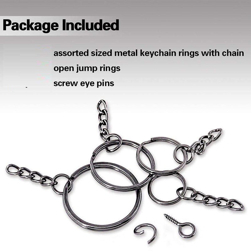 DIY Crafts Diy Crafts 13635 Rings Kit, Keychain Rings With Chain & Jump Ring With Screw Eye Pins Bulk for Jewelry Findings Making, Pack of 250 Mix Sizes (Multicolor)  - Image 4
