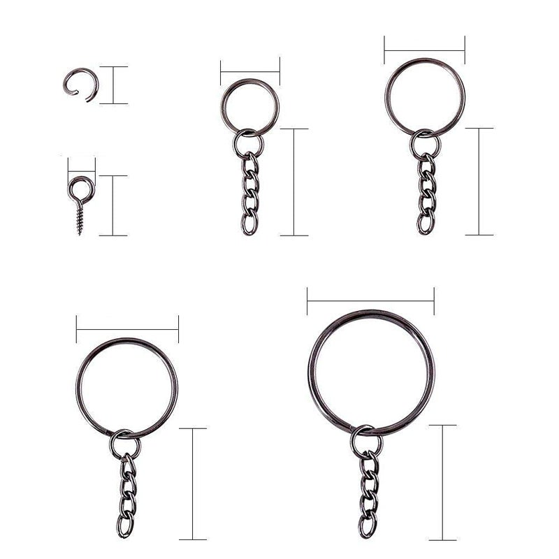 DIY Crafts Diy Crafts 13635 Rings Kit, Keychain Rings With Chain & Jump Ring With Screw Eye Pins Bulk for Jewelry Findings Making, Pack of 250 Mix Sizes (Multicolor)  - Image 3