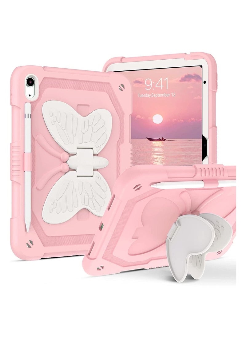 حافظة iPad 10.9 2022 الجيل العاشر بأجنحة الفراشة، حامل ثلاثي الأبعاد شديد التحمل ومضاد للصدمات وواقي كامل للجسم للأطفال من الجيل الأول - Image 1
