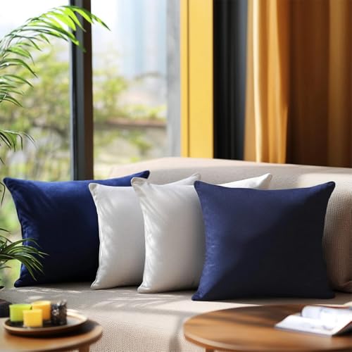 QUORGVES 22x22 Pillow Cover Set of 2 Velvet Decorative Throw Pillows for Living Room Sofa Couch Bed Bedroom (Dark Navy Blue) - Image 2