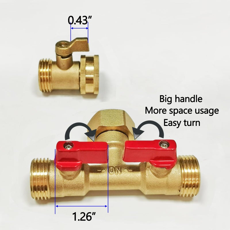 HQMPC 3/4" hose splitter 2 way water splitter male connectors allows you to run 2 hoses, hose quick connectors, hose spigot - Image 3