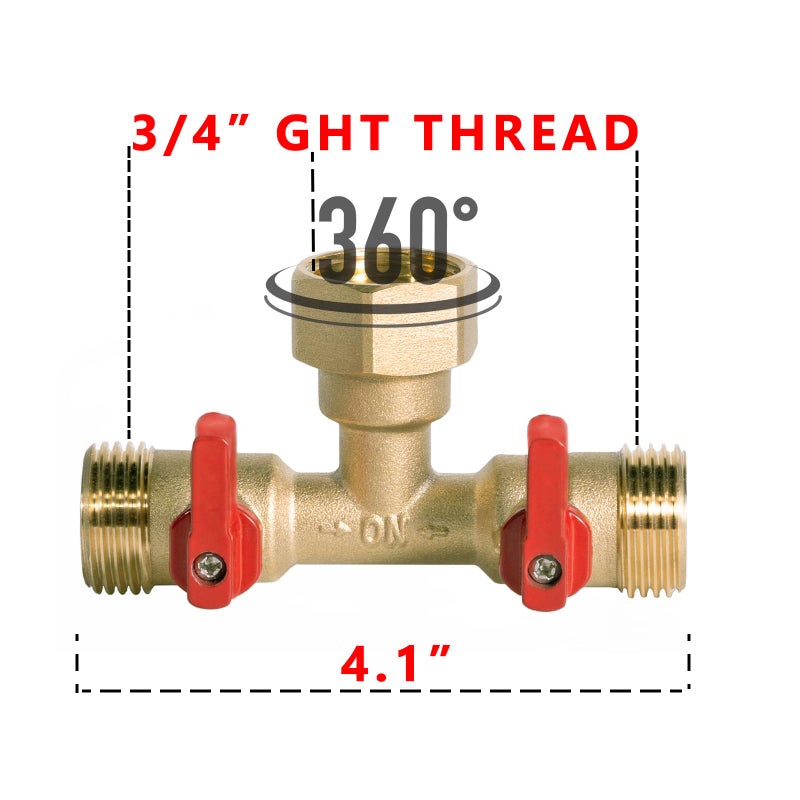 HQMPC 3/4" hose splitter 2 way water splitter male connectors allows you to run 2 hoses, hose quick connectors, hose spigot - Image 2