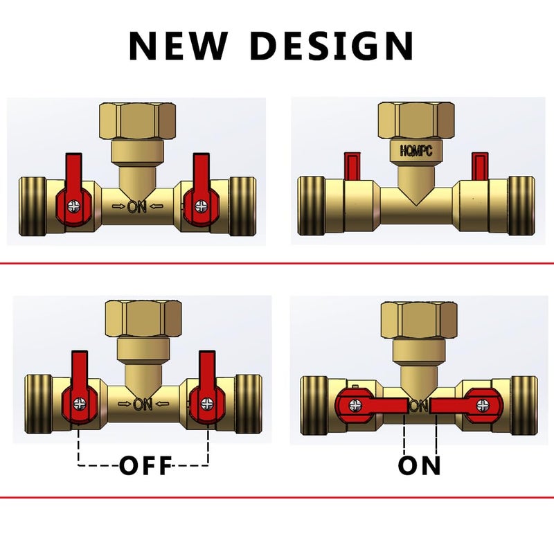 HQMPC 3/4" hose splitter 2 way water splitter male connectors allows you to run 2 hoses, hose quick connectors, hose spigot - Image 4
