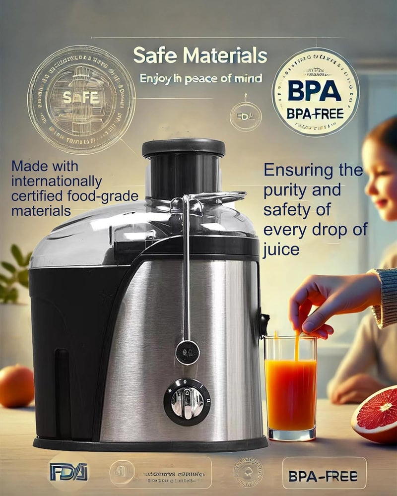 ALLESM Juicer Machine, High-Efficiency 800W Multi-Speed Mini Juicer Quick Fruit and Vegetable Juicing for Healthy Lifestyle, Easy to Clean, Stainless Steel, BPA-free (Black) - Image 5