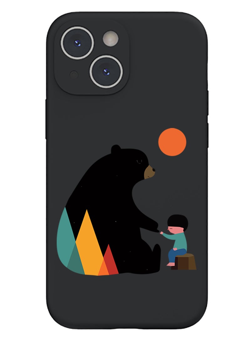 Theodor Protective Slim Fit Case Liquid Silicone Cover with Full Body Protection Anti-Scratch Shockproof Case For iPhone 15 Plus Black - Promise - Image 1