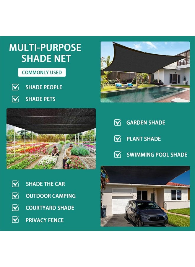 HQ-GAMING Sun Shade Cloth Cover Mesh with Grommets Sun Shade Sail Garden Sunblock Shade Cloth Shading Net Sun Canopies for Greenhouse Garden Plants Sail Net Sun Protection Fabric Mesh (Black)  - Image 3