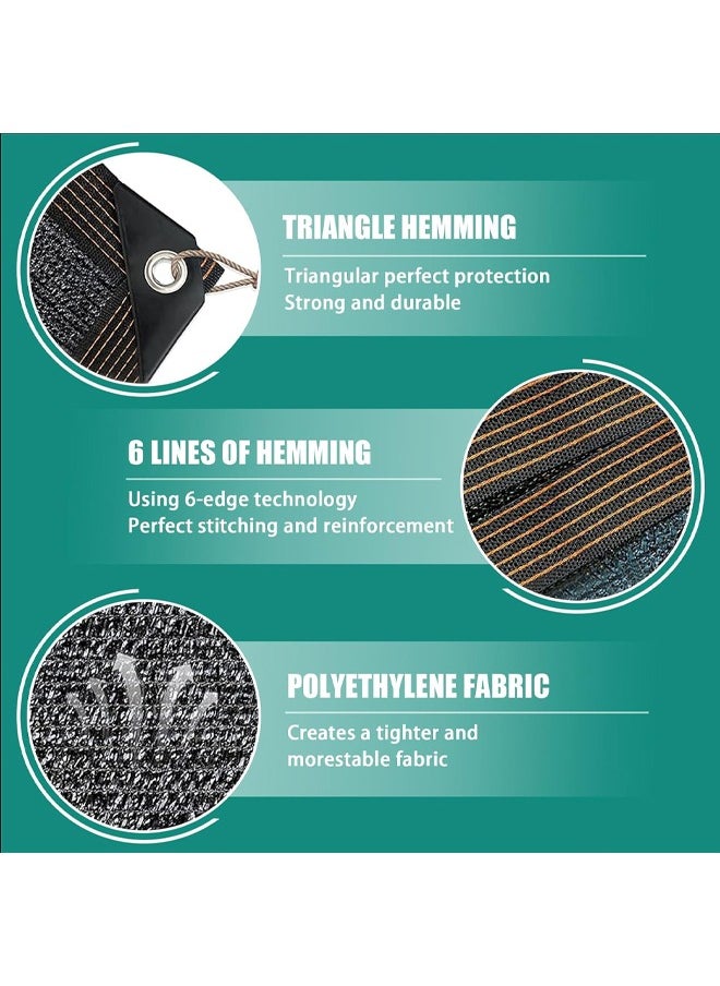 HQ-GAMING Sun Shade Cloth Cover Mesh with Grommets Sun Shade Sail Garden Sunblock Shade Cloth Shading Net Sun Canopies for Greenhouse Garden Plants Sail Net Sun Protection Fabric Mesh (Black)  - Image 4