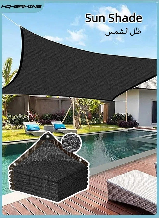 HQ-GAMING Sun Shade Cloth Cover Mesh with Grommets Sun Shade Sail Garden Sunblock Shade Cloth Shading Net Sun Canopies for Greenhouse Garden Plants Sail Net Sun Protection Fabric Mesh (Black)  - Image 1