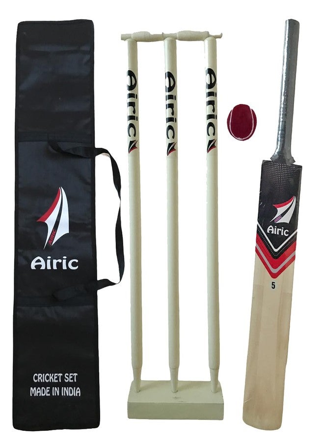 Airic Kashmiri Popular Willow Cricket Bat with Ball, Wickets and Bag Cricket Kit (Size 4 (9 to 11 Years)) - Image 2