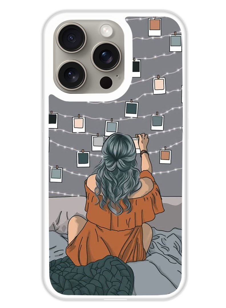 Theodor Protective Case Cover For APPLE IPHONE 15 Pro Polaroid and lights (White Bumper) - Image 1