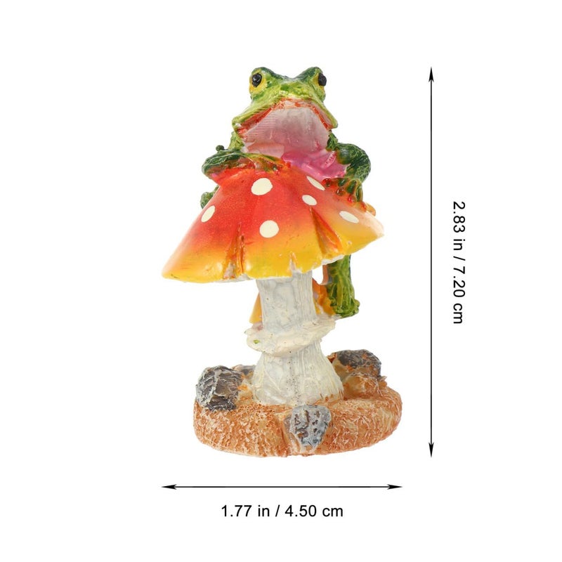 Cute Frog and Red Mushroom Resin Garden Ornaments Set of 2 Miniature Decor for Bonsai - Image 3