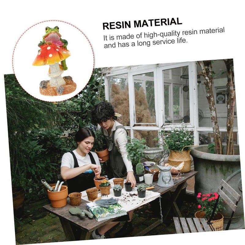 Cute Frog and Red Mushroom Resin Garden Ornaments Set of 2 Miniature Decor for Bonsai - Image 4