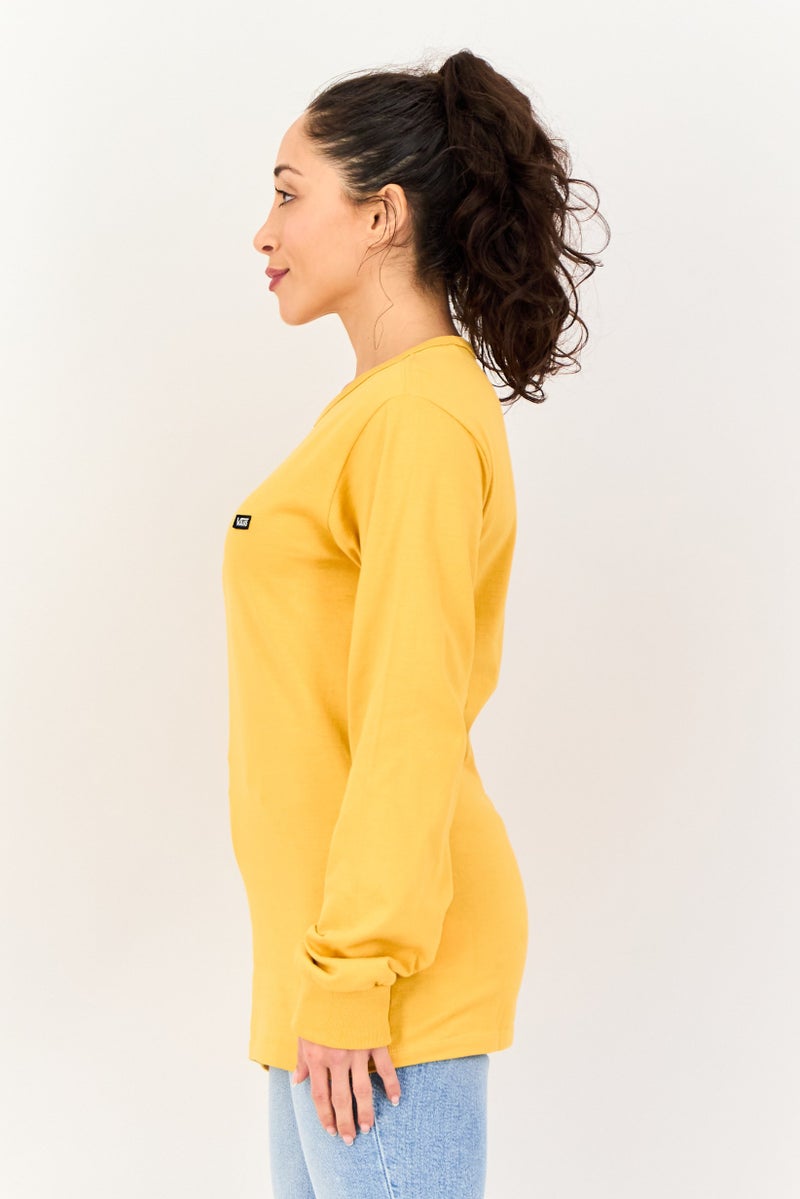 VANS Women Brand Logo Long Sleeve Outdoor Sweartshirt, Yellow - Image 3