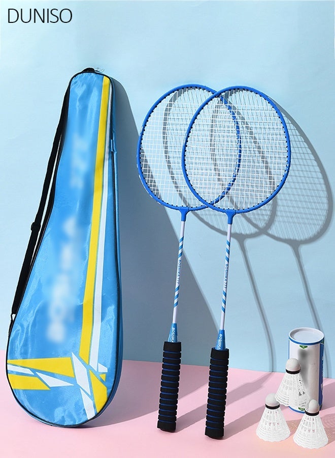 DUNISO Badminton Rackets Set for 2 Players – Lightweight with Shuttlecocks & Carrying Bag - Blue - Image 1