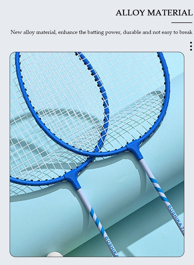 DUNISO Badminton Rackets Set for 2 Players – Lightweight with Shuttlecocks & Carrying Bag - Blue - Image 3